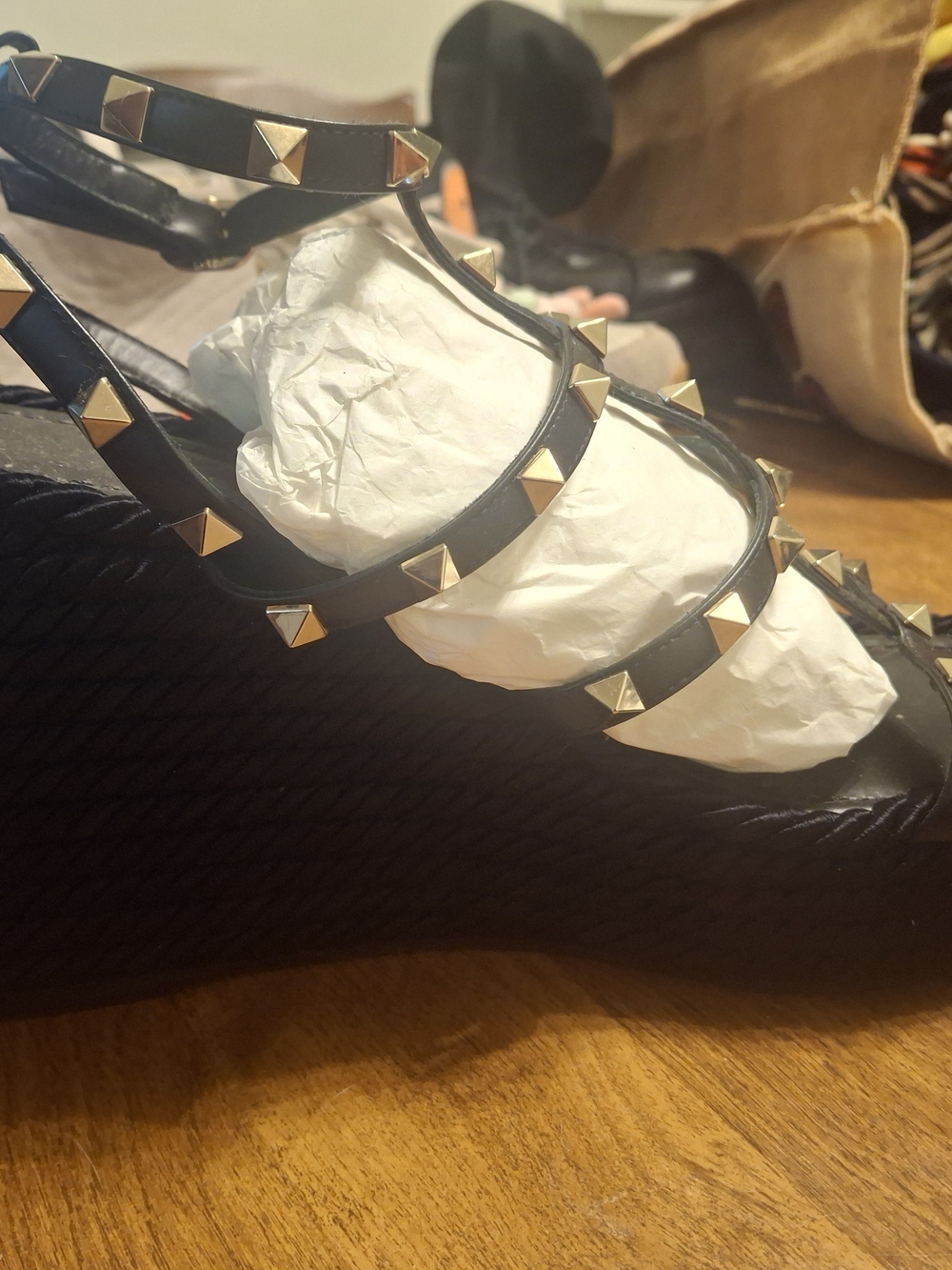 Valentino Rockstud Wegde Sandal Sz 9 Eur 40 - Picture 5 of 6